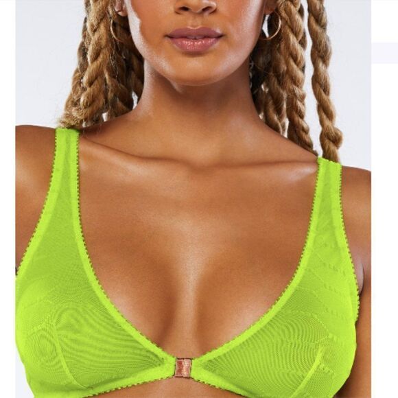 Savage X Fenty Size Small Flocked Logo Bralette Acid Green NWT - Picture 7 of 11